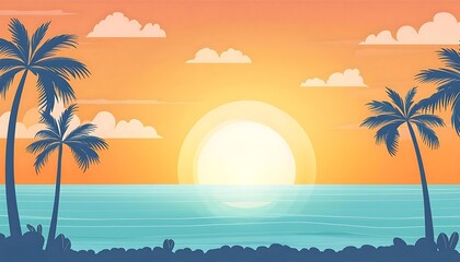 Fototapeta premium tree and beach sunset design illustration