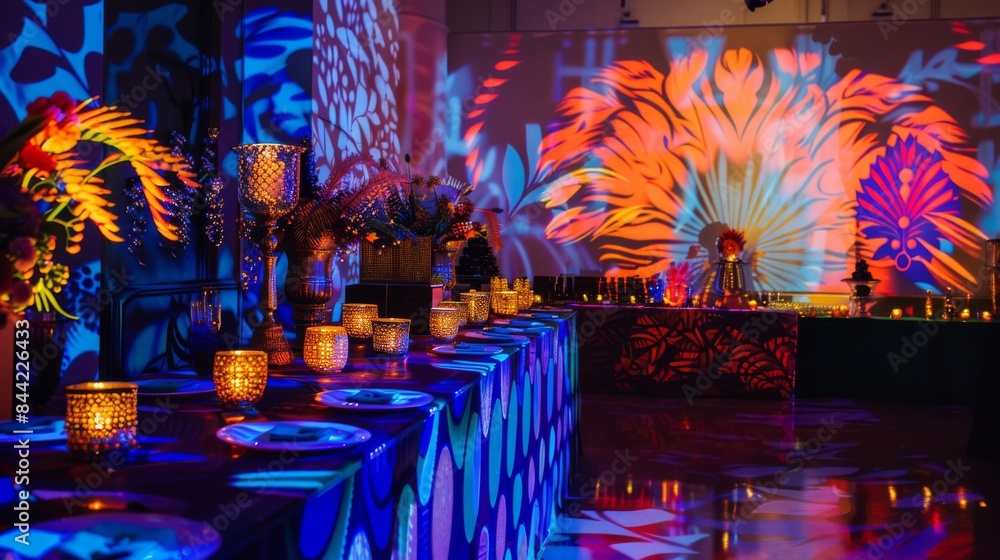 Poster artistic party setup arranged in an imaginative and creative pattern design