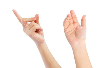 Female hand gesture isolated on white background, clipping path.