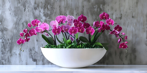  Pink Orchids in White Bowl | Elegant Orchid Display