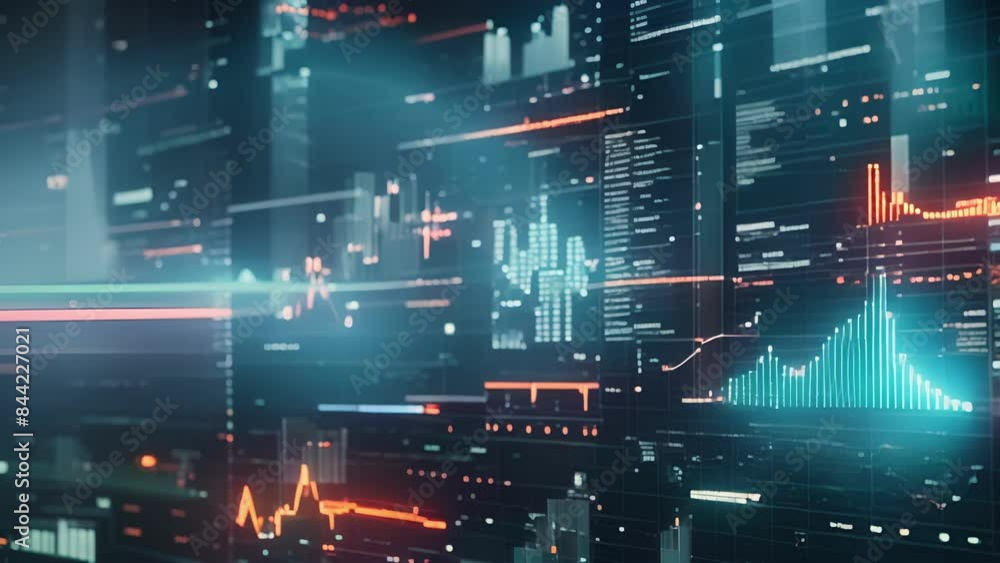 Poster a seamless integration of technology and finance with a holographic ai simplifying complex financial