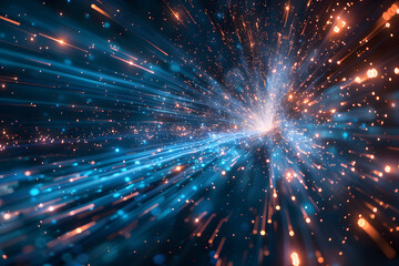 Obraz premium burst of light with blue hues moving and flying