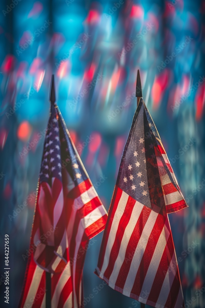 Poster conceptual image with modern and symbolic elements for patriot day.