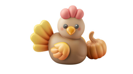 A 3d clay turkey chicken as a thanksgiving icon