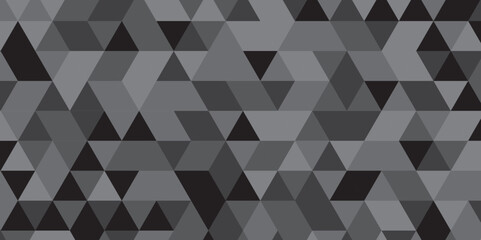Fototapeta premium Abstract geometric black and gray background seamless mosaic and low polygon triangle texture wallpaper. Triangle shape retro wall grid pattern geometric ornament tile vector square element.