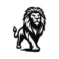 Lion Animal black silhouette vector with white color background