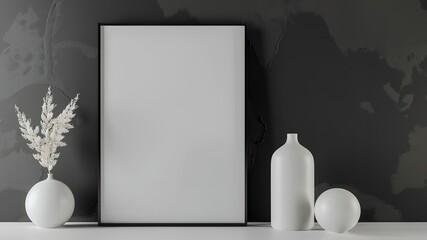 Minimalist Frame and Decor on Wooden Shelf