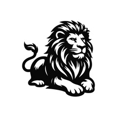 Lion Animal black silhouette vector with white color background