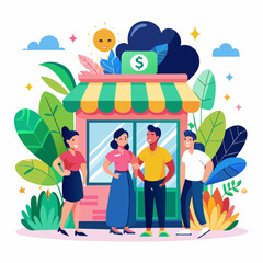 Fototapeta premium A beautiful store with lots of happy customers