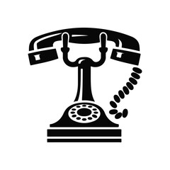 Telephone black silhouette vector with white color background