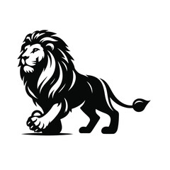 Lion Animal black silhouette vector with white color background