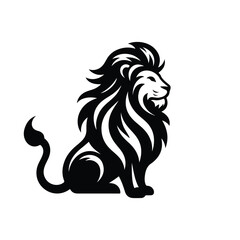 Lion Animal black silhouette vector with white color background