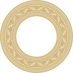 Vector gold round Yakut ornament. Endless circle, border, frame of the northern peoples of the Far East.