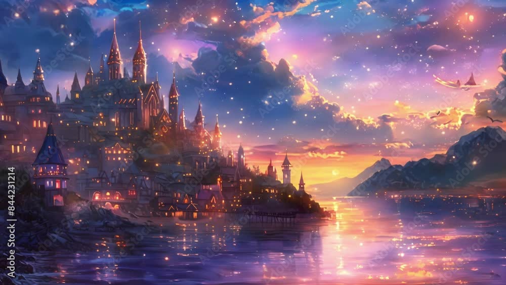 Poster As the sun sets the entire city transforms into a dazzling display of bioluminescent lights enchanting all who are fortunate enough to witness it.