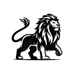 Lion Animal black silhouette vector with white color background