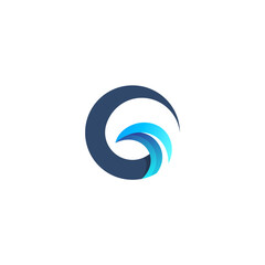 G logo and wave, letter G logo with water wave design