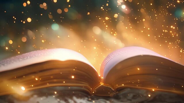 The holographic text appears to float in midair making it seem as though the books are coming to life.