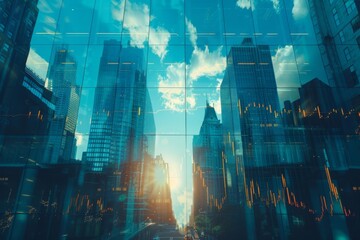 city reflex on building mirror