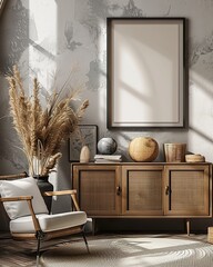 Elegant Living Room with Blank Frame