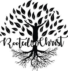 Rooted in Christ: Faith Scripture Bible Verse Vector Design