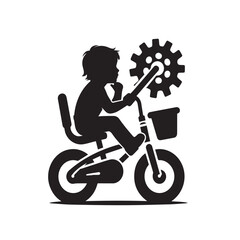 Fototapeta premium cycle childern silhouette ,