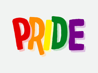 LGBT pride art on white background. template for poster, social network, banner, cards. word PRIDE for poster. LGBTQ love symbol background. Concept design.