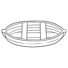 wooden boat illustration hand drawn outline vector