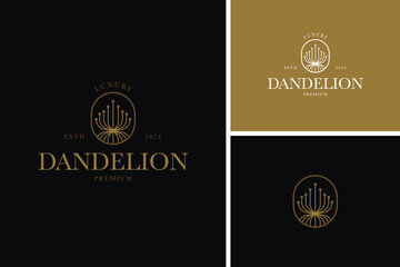 Dandelion plant silhouette logo design template vector illustration