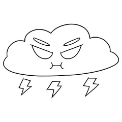 cloud thunder cartoon illustration hand drawn outline vector