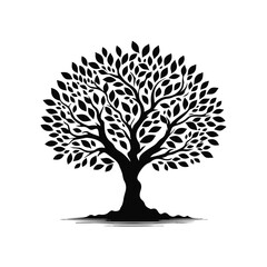 Obraz premium Tree Plant black silhouette vector with white color background