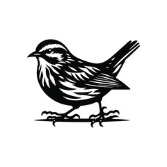 Fototapeta premium Lark Animal black silhouette vector with white color background
