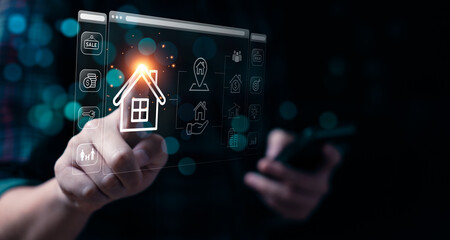 Fototapeta premium Real estate business concept, Profitable real estate investment strategies Residential property value and growth analysis Choosing the right mortgage for optimal financial success Real estate agency