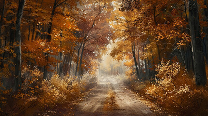 Obraz premium beautiful country road in autumn