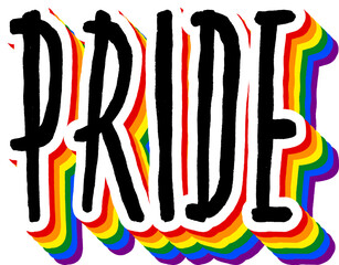 LGBT pride art on white background. template for poster, social network, banner, cards. word PRIDE for poster. LGBTQ love symbol background. Concept design.