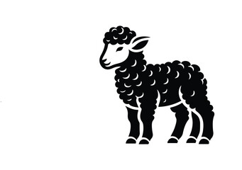 Lamb Animal black silhouette vector with white color background