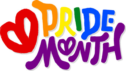 LGBT pride art on white background. template for poster, social network, banner, cards. word PRIDE for poster. LGBTQ love symbol background. Concept design.