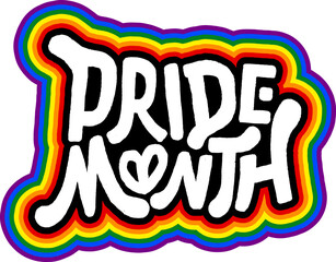 LGBT pride art on white background. template for poster, social network, banner, cards. word PRIDE for poster. LGBTQ love symbol background. Concept design.