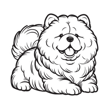 recommend clip art: Line art of chow chow dog cartoon sitting vector