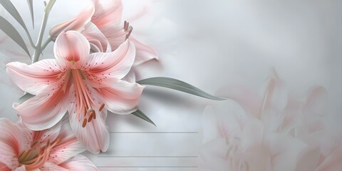 Funeral program template with white background elegant lily and customizable text. Concept Funeral Program Template, White Background, Elegant Lily, Customizable Text