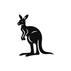 Kangaroo Animal black silhouette vector with white color background