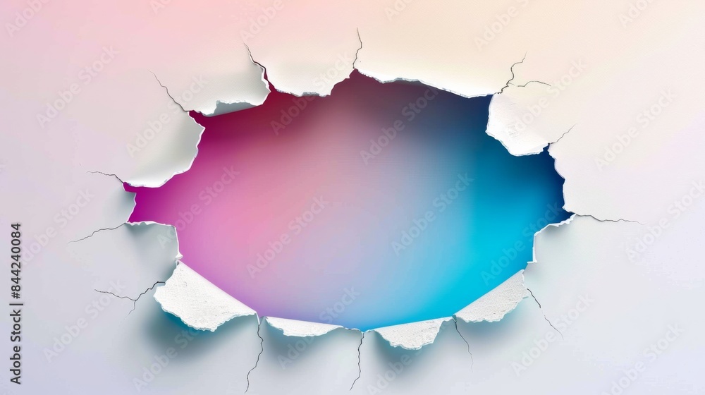 Poster abstract background with white paper torn in the middle and colored edges