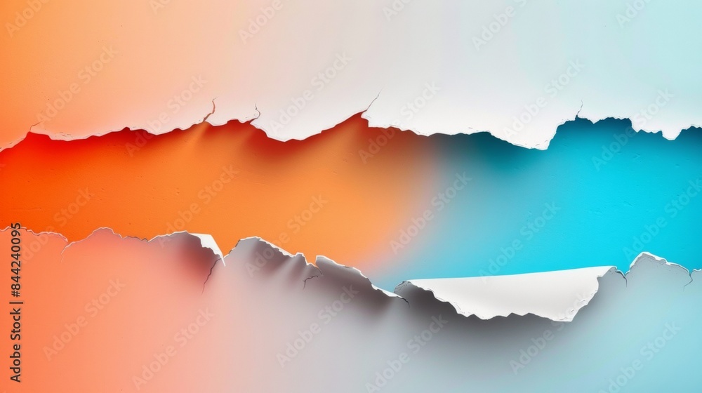 Aufkleber abstract background with white paper torn in the middle and colored edges