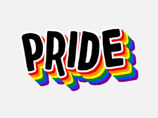 LGBT pride art on white background. template for poster, social network, banner, cards. word PRIDE for poster. LGBTQ love symbol background. Concept design.