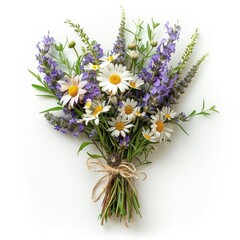 Naklejka premium A bohemian-inspired bouquet featuring wildflowers, daisies