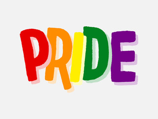 LGBT pride art on white background. template for poster, social network, banner, cards. word PRIDE for poster. LGBTQ love symbol background. Concept design.