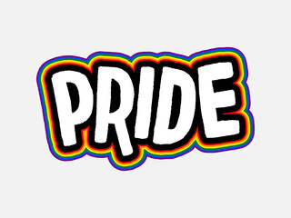 LGBT pride art on white background. template for poster, social network, banner, cards. word PRIDE for poster. LGBTQ love symbol background. Concept design.