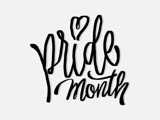 LGBT pride art on white background. template for poster, social network, banner, cards. word PRIDE for poster. LGBTQ love symbol background. Concept design.