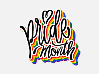 Obraz premium LGBT pride art on white background. template for poster, social network, banner, cards. word PRIDE for poster. LGBTQ love symbol background. Concept design.