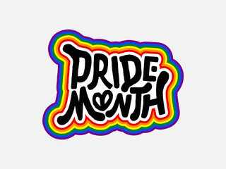 LGBT pride art on white background. template for poster, social network, banner, cards. word PRIDE for poster. LGBTQ love symbol background. Concept design.