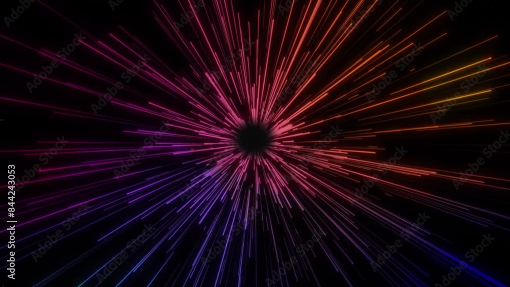 Poster digital tunnel of cyberspace with particles and lighting, technology motion in a cyber space. stream